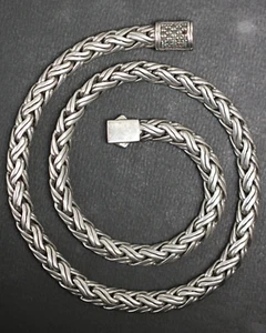 John Hardy Sterling Silver Wheat Chain Pave Clasp Necklace Missing Stone - Picture 1 of 7