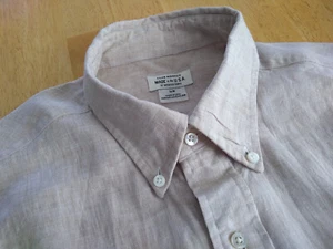 NWOT Club Monaco by Brooks Brothers Tan Linen Short Sleeve Small MSRP $138 - Picture 1 of 5