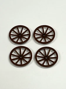 Lego Reddish Brown 43mm Wagon Wheel Lot of 4 Castle Western - Picture 1 of 1