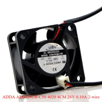 1pc ADDA AD0424UB-C50 4020 4CM 24V 0.10A 2-wire Inverter Cooling Fan NEW - Image 1 of 4