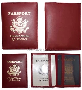Funda para pasaporte de cuero cubierta para pasaporte billetera roja estuche para tarjeta de crédito soporte para identificación - Imagen 1 de 12