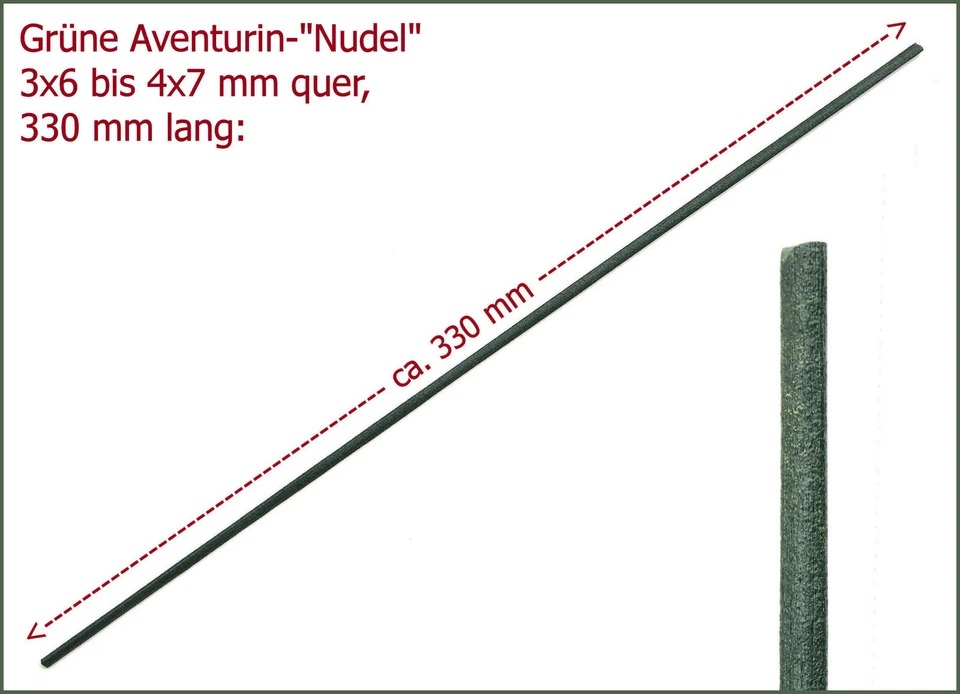 MARKENLOS (3,94€/m) Grünes Aventurin-Glas: Stringer / Nudel, ca. 3x6 / 4x7, 330mm Lang