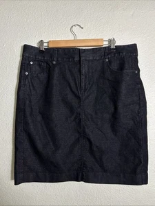 Gap Women’s Size 16 Black Denim Skirt 5 Pocket Split 36x21 - Picture 1 of 14