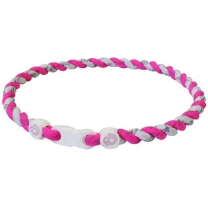 Phiten Tornado Titanium Necklace White/Pink - 18 Inch - Picture 1 of 1