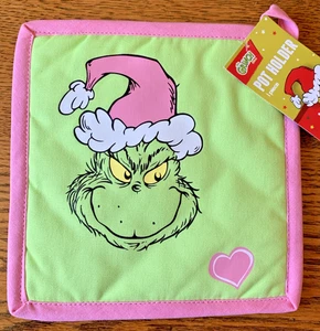 2025 Dr. Seuss NEW The GRINCH Pink & Green Pot Holder - 8" x 8" - Picture 1 of 2