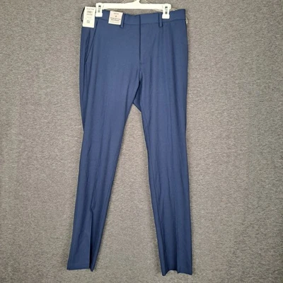 Pantalones de vestir Kenneth Cole Reaction para hombre azul tejido liso calce ajustado talla 32W 32L Foto 1 de 4