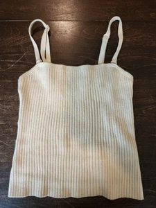 La Maille Sezane Women's Ribbed Spaghetti Strap Tank Top Beige Size XS - Picture 1 of 6