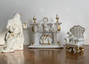 Juego de 6 piezas de centro de mesa de porcelana grande de colección Santa chimenea manto reloj velas para perros - Imagen 1 de 23