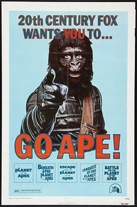 PLANET OF THE APES Movie Poster Beneath, Escape, Battle, Conquest GO APE! Advert - Picture 1 of 1
