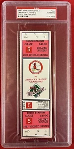 1987 World Series Full Ticket, Game 5, PSA Authentic, Twins/Cardinals, Free Ship - Picture 1 of 2