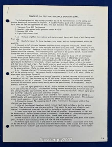 Original Sunn Test & Trouble Shooting Data w Schematic / Concert PA - Picture 1 of 1