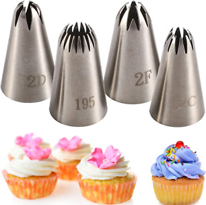 4 PCS Large Stainless Steel Cake Icing Nozzles Piping Tips Cake Piping Nozzles