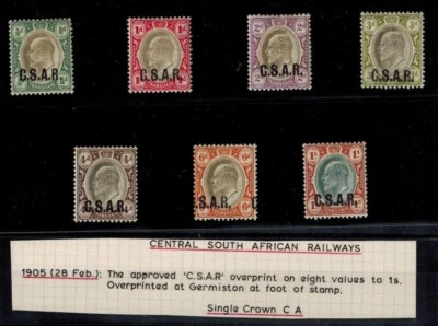 TRANSVAAL CSAR OVPTS SG R04-R09 w/OVPT AT BASE Mint VF CV L1245 RARE - Image 1 of 2