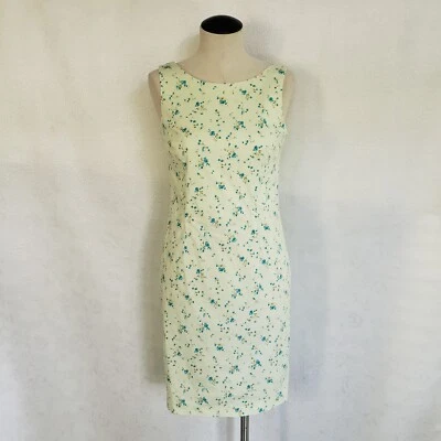 Vintage Mica Women's 60's Style Sheath Dress Sz. 2 Stretch Lite Green Floral USA - Image 1 of 4