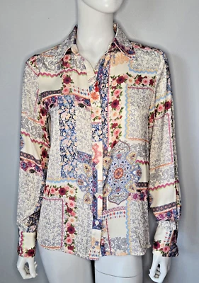 NUEVA Blusa Rachel Zoe W Talla XS Rosa Floral Manga Larga Botón Frontal Nueva con Etiquetas Foto 1 de 4