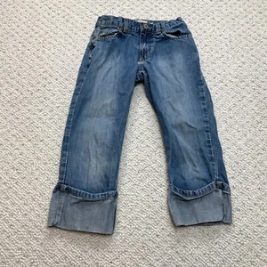 Old Navy Blue Jeans Girls 8 Deniom Straight Rolled Legs Dark Wash Low Rise 22x18 - Picture 1 of 12