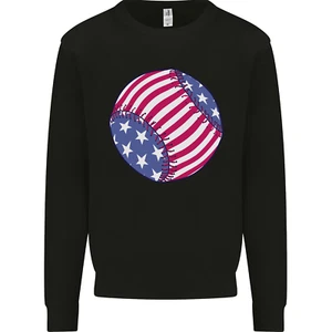 Baseball USA Stars and Stripes American Flag Kids Sweatshirt Jumper - Picture 1 of 97