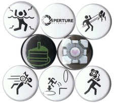 Portal 8 pins buttons still alive glados cake aperture science companion cube 