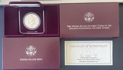 1996-P Olympic Tennis, Atlanta, $1 Silver Coin Proof, OGP - Image 1 of 3