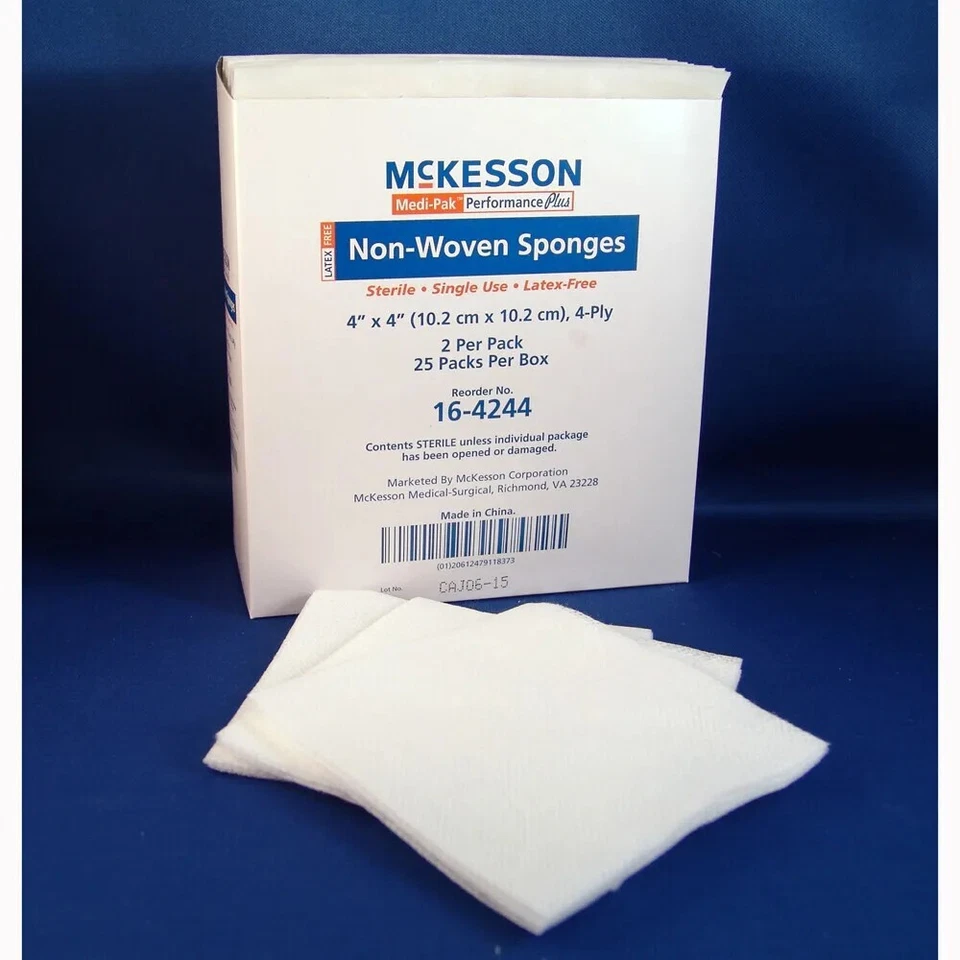 McKesson 16-42445 Esponja Estéril No Tejida 4" x 4" 4 Capas 5 por Paquete, Paquete 160 Foto 1 de 1