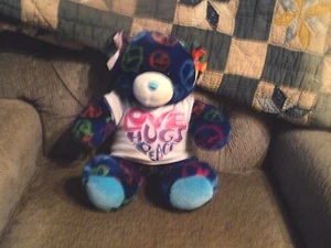 Build a Bear Love Hugs Peace Bear blue multi colored with clothes plush - Picture 1 of 9