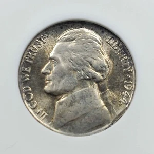 RIM CLIP ERROR 1944 P Jefferson Silver War Nickel Coin Variety ANACS MS64 - Picture 1 of 4