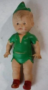 Peter Pan Figurina Gomma Walt Disney Produzioni Vintage Cigolio Giocattolo Spots Sporco - Foto 1 di 1