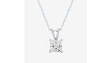 Womens Lab Created White Sapphire Sterling Silver Pendant Necklace