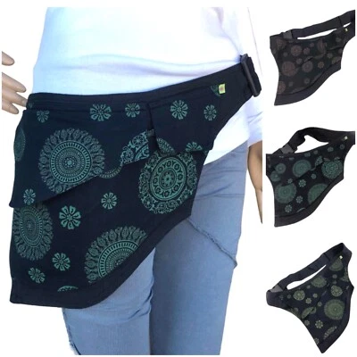 Sidebag Bauchtasche Gürteltasche Hipbag Canvas Baumwolle 3 Fächer Mandala Print - Bild 1 von 4