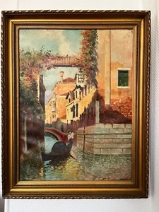 Tableau Peinture Huile sur Papier Venise Signé (L14/A20) - Imagen 1 de 6