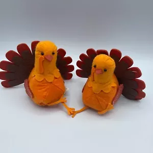 Fall Thanksgiving Decor Turkey Plush Sitting Turkey 2x Turkeys - Picture 1 of 2