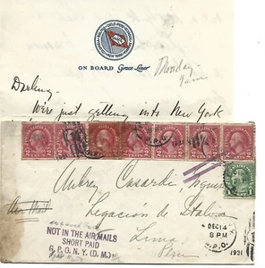 1931 U.S.A.DIPLOMATIC CORRESPONDENCE MULTI FRANCHISING COVER GRACE LINE FROM N.Y - Picture 1 of 2