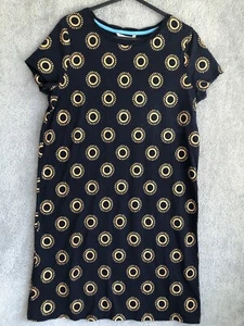 BODEN KLEID UK 14 REG MARINE BLAU & GOLD KRÄFTIGER KREIS KNIELANG SOMMER A-LINIE - Bild 1 von 9