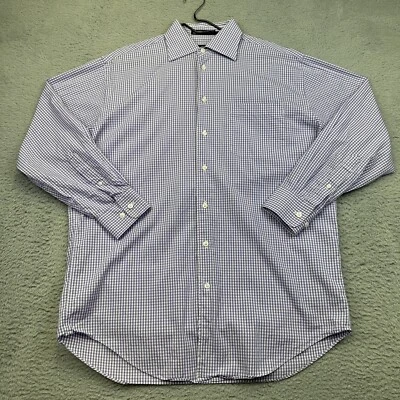 Nautica Dress Shirt Mens 15.5 32/33 Purple White Plaid Compact Cotton Business  - Image 1 of 4