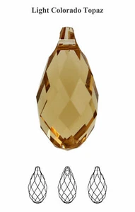 1Pc  SWAROVSKI 6010 Briolette Crystals Pendants - LIGHT COLORADO TOPAZ - Bridal - Picture 1 of 3