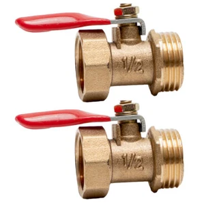 2PACK 1/2" Maschio Femmina NPT Ottone Valvola a Sfera Acqua Aria Serbatoio Scarico Spegnimento USA - Foto 1 di 4