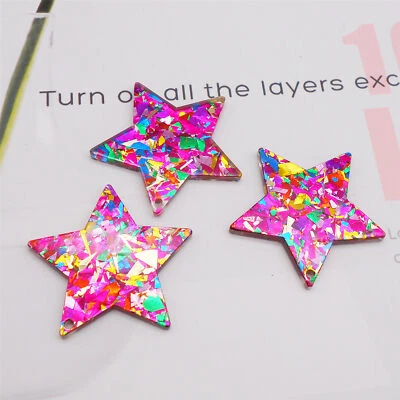 10 piezas Acrílico Estrella Dije Lentejuelas Colgante Llavero Pendiente Hágalo Usted Mismo Artesanía 34x35 mm Foto 1 de 4