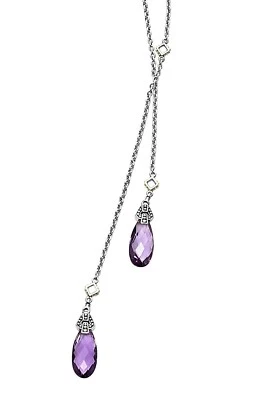 Collar Lariat Amatista Oro 18K Plata Esterlina Color Caviar LAGOS $1150 Foto 1 de 4