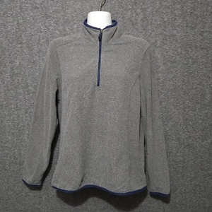 LL Bean Pullover Womens Medium Gray 1/4 Zip Fleece Sweater Lightweight Base - Picture 1 of 11