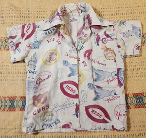 Camisa con cuello AOP vintage de los equipos de béisbol de las Grandes Ligas de los años 50 talla 6 defectos para niños - Imagen 1 de 18