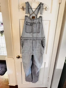 Bibs American Eagle 90s Overalls Sz L Distressed Raw Hem Chic Boho Retro - Picture 1 of 8