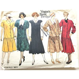 Patrón de costura vintage años 80 para vestido de maternidad/busto jersey 34 a 38 Vogue 1611 - Imagen 1 de 6
