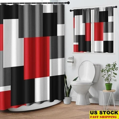 Waterproof Shower Curtain Set W/ Matching Window Curtains 72x72 Inch Polyester - Image 1 of 4