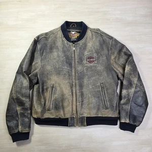 Vintage Harley Davidson Distressed Brown Leather Jacket 2XL Heavy Riding Coat - Bild 1 von 13