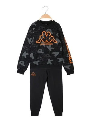 Kappa Completo tuta 2 pezzi da ragazzo con stampe e scollo tondo - nero - Immagine 1 di 4