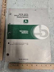 John Deere, manual técnico, cortadoras de césped GX70 GX75 SRX75 SRX95 1990, TM1491 - Imagen 1 de 1