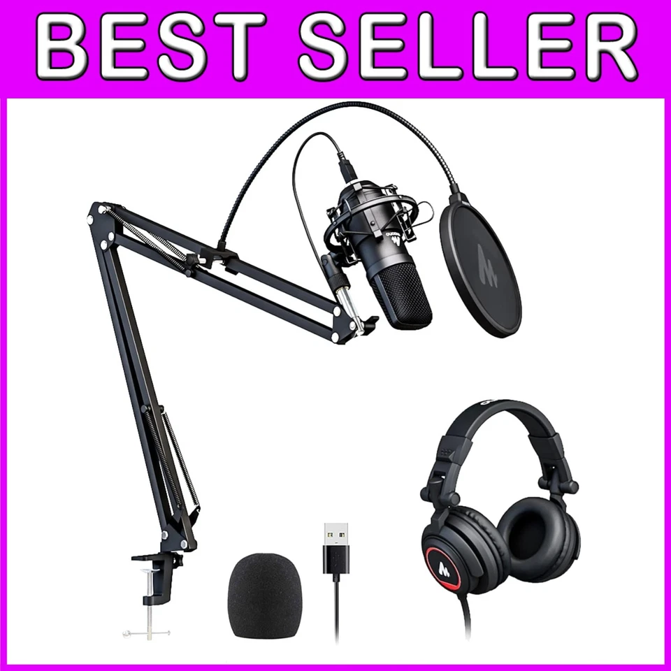Professional Podcast Microphone Set with Studio Headphones - Image 1 of 4