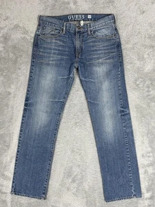 GUESS Jeans Mens 33x32 Blue Lincoln Slim Straight Fit Denim Los Angeles JN9073 - Picture 1 of 15