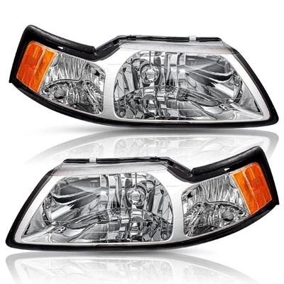 Par de faros esquineros ámbar cromados aptos para Ford Mustang 1999-04 Foto 1 de 4