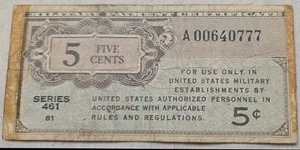 Series 461 MPC 5¢ Rep. Note Fine Fancy SN 00640777 Mehilba A461R+ Gift M.A461R - Picture 1 of 4